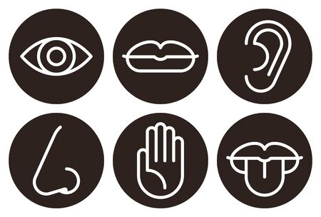 Sensory organs icon set isolated on white backgroundのイラスト素材