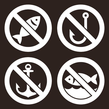 No fishing allowed and no anchoring signs on darkのイラスト素材