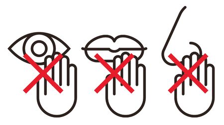 Do not touch hands, eyes, nose, mouth. Risk of infection with COVID-19のイラスト素材