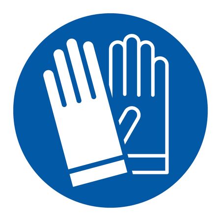 Wear gloves - Safety sign, Warning sign isolated on white backgroundのイラスト素材
