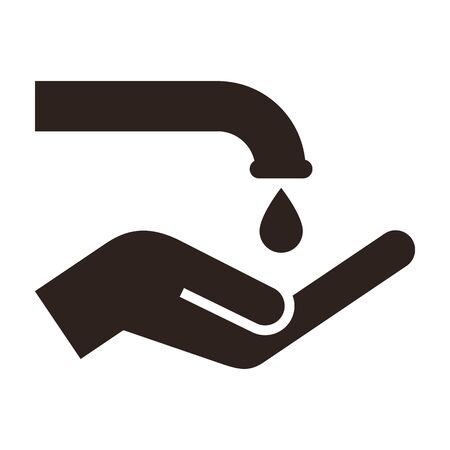 Hand washing icon. Washing hands under the tap. Concept of hygiene isolated on white backgroundのイラスト素材
