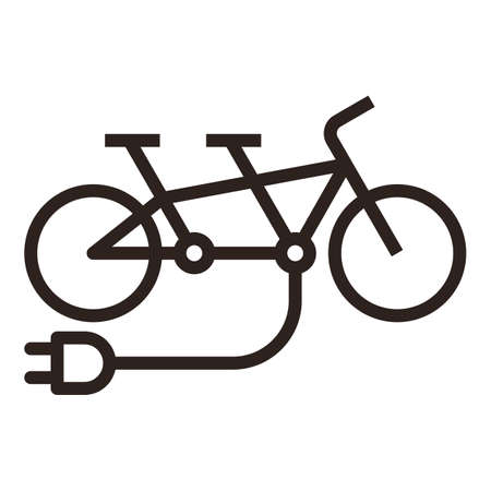 E-Tandem Bike, E Bike, Tandem Bike, Electric Bike, Electric Bicycle isolated on white backgroundのイラスト素材