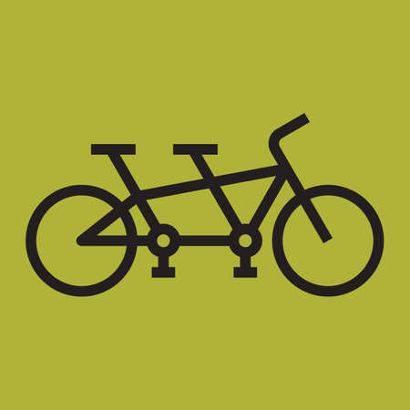 Tandem bike icon isolated on green backgroundのイラスト素材