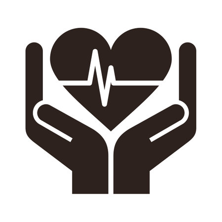 Two hands holding heart - conceptual design. Health care service icon isolated on white backgroundのイラスト素材