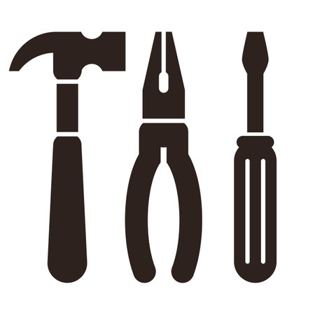 Hammer, pliers and screwdriver. Tools icon isolated on white backgroundのイラスト素材