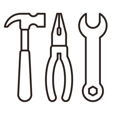 Hammer, pliers and wrench. Tools icon isolated on white backgroundのイラスト素材