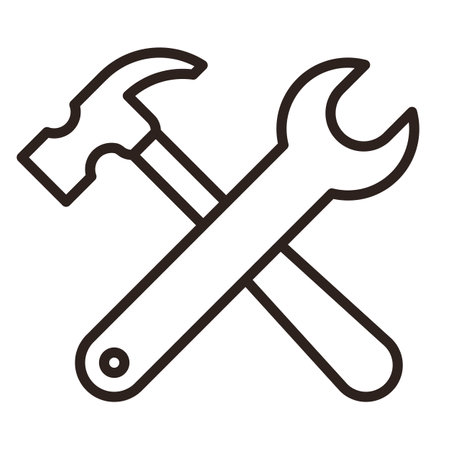 Wrench and hammer. Tools icon isolated on white backgroundのイラスト素材