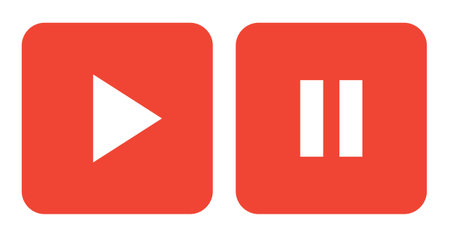 Play and pause button isolated on white backgroundのイラスト素材