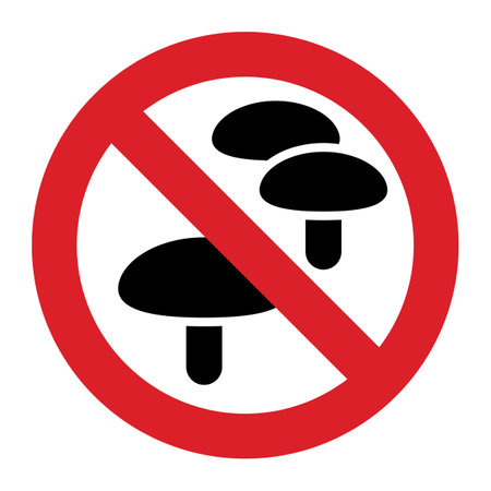 Do not pick wild mushrooms in this area. Prohibition signのイラスト素材