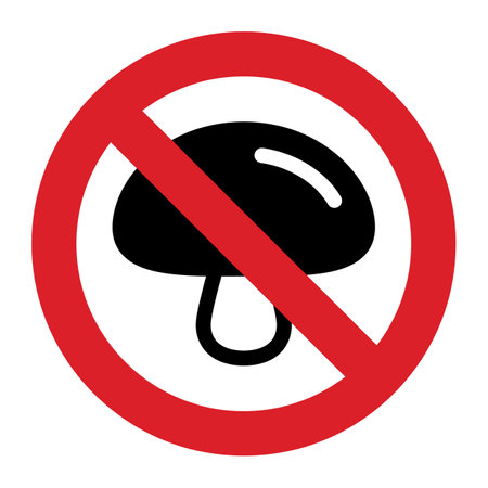 Do not pick wild mushrooms in this area. Prohibition signのイラスト素材