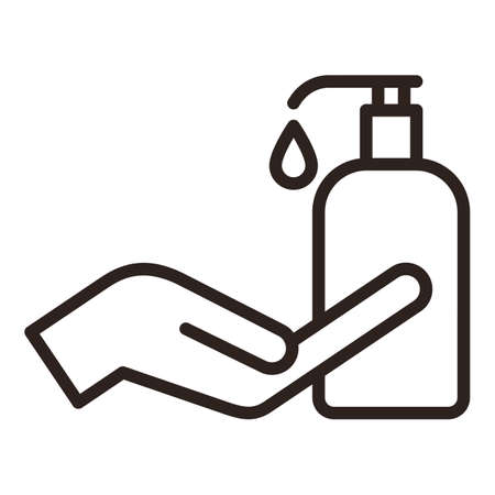 Disinfect and sanitize your hands. Liquid soap iconのイラスト素材
