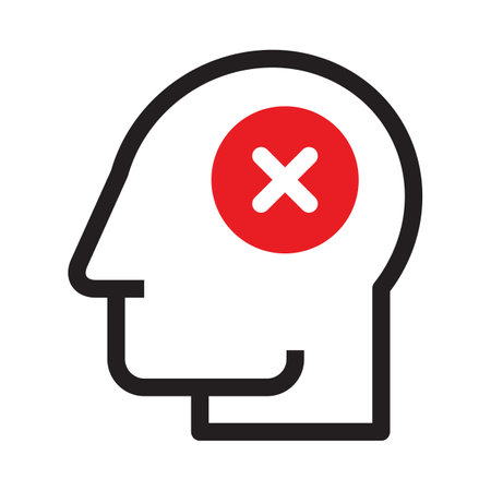Head with cancel sign. Concept of stress and depression isolated on white backgroundのイラスト素材