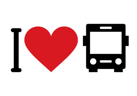 I love buses isolated on white backgroundのイラスト素材