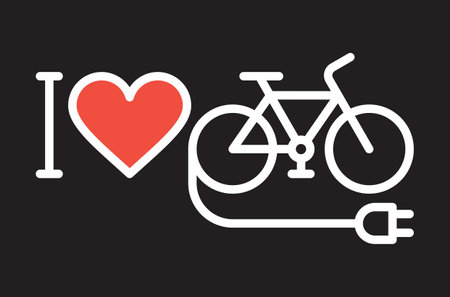 I love my e-bike icon on dark backgroundのイラスト素材