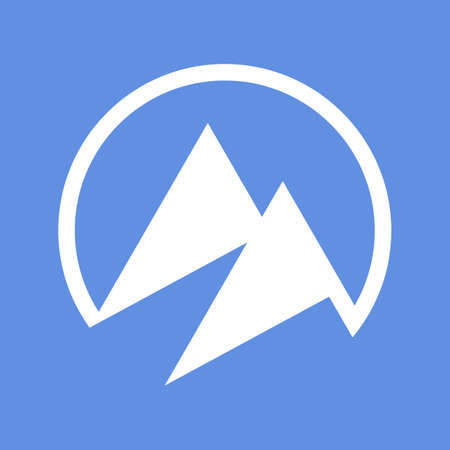 Mountain icon isolated on blue backgroundのイラスト素材