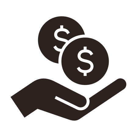 Hand holding dollars, save money icon, salary money, invest finance isolated on white backgroundのイラスト素材