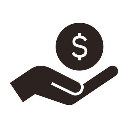 Hand holding dollar, save money icon, salary money, invest finance isolated on white backgroundのイラスト素材