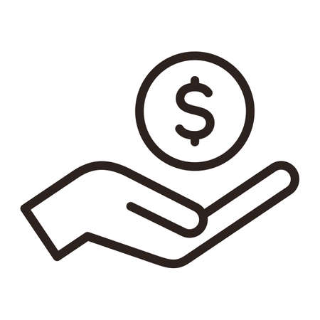 Money in hand, save dollar icon, salary money, invest finance isolated on white backgroundのイラスト素材