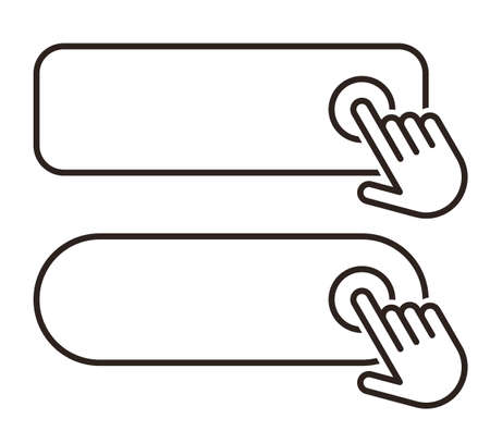 Click blank button with hand pointer clicking icon isolated on white backgroundのイラスト素材