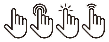 Hand pointer, cursor, click icon, hand cursor icon set isolated on white backgrounddのイラスト素材