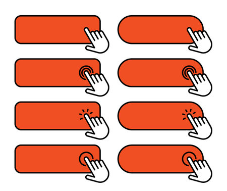Click blank button with hand pointer clicking icon set isolated on white backgroundのイラスト素材
