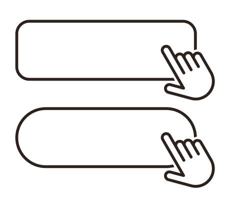 Click blank button with hand pointer clicking icon isolated on white backgroundのイラスト素材