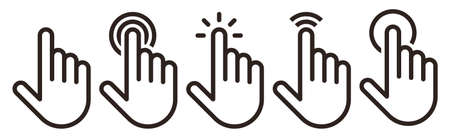 Hand pointer, cursor, click icon, hand cursor icon set isolated on white backgrounddのイラスト素材