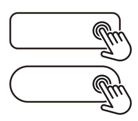 Click blank button with hand pointer clicking icon isolated on white backgroundのイラスト素材