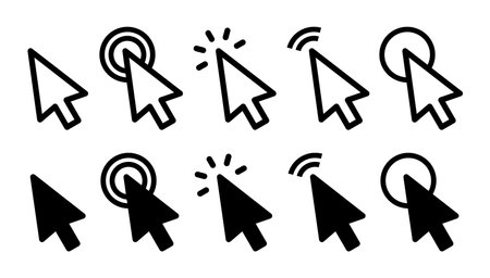 Cursor, click icon set isolated on white backgroundのイラスト素材