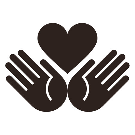 Hands holding heart icon. Trust and care symbol isolated on white backgroundのイラスト素材