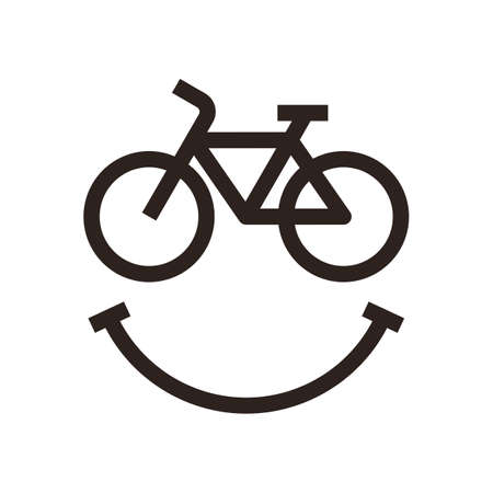 Bike Smiley Icon, Cycling Smiley Emoji isolated on white backgroundのイラスト素材