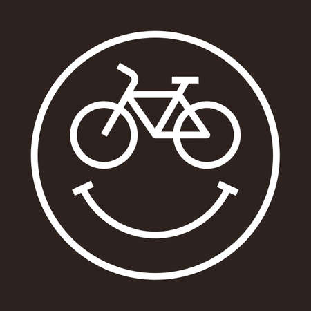 Bike Smiley Icon, Cycling Smiley Emoji on dark backgroundのイラスト素材