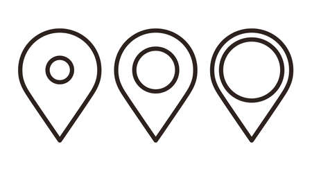 Map point, location pin, vector icon for mapping and satellite allocation set isolated on white backgroundのイラスト素材