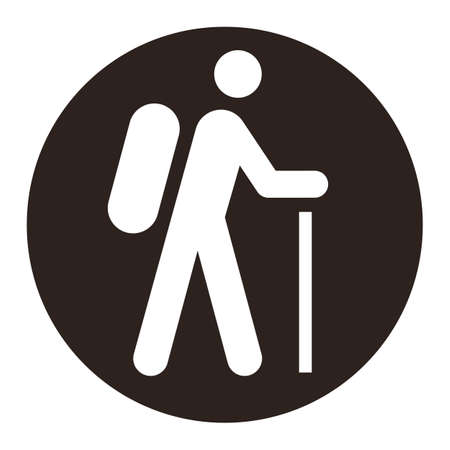 Pilgrim icon, tourist icon, hiking icon isolated on white backgroundのイラスト素材