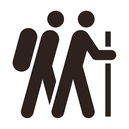 Pilgrim icon, tourist icon, hiking icon isolated on white backgroundのイラスト素材