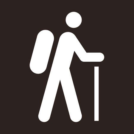 Pilgrim icon, tourist icon, hiking icon on dark backgroundのイラスト素材