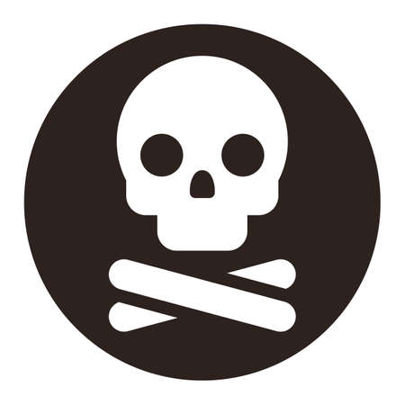Skull and bones. Crossbones and death skull, danger or poison icon isolated on white backgroundのイラスト素材