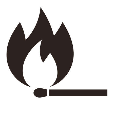 Burning matchstick, fire match, matchstick on fire, isolated on white backgroundのイラスト素材