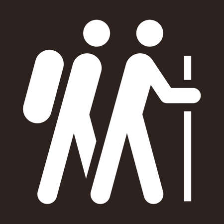 Pilgrim icon, tourist icon, hiking icon on dark backgroundのイラスト素材