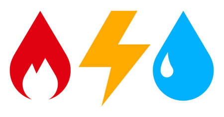 Gas electricity and water icon isolated on white backgroundのイラスト素材