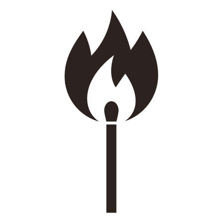 Burning matchstick, fire match, matchstick on fire, isolated on white backgroundのイラスト素材