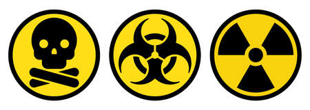 Toxic Hazard Sign, Biohazard Sign and Radiation Hazard Sign. Hazard Icon Setのイラスト素材