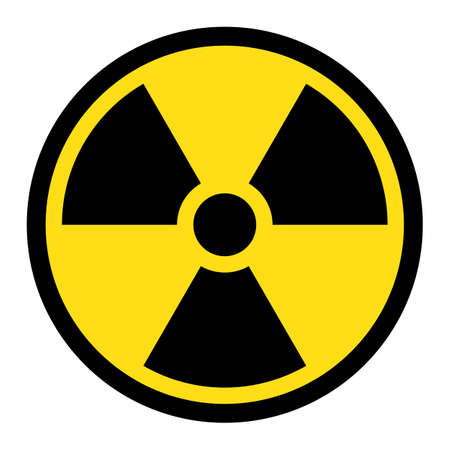 Radiation hazard sign. Symbol of radioactive threat alert. Warning symbol isolated on white backgroundのイラスト素材