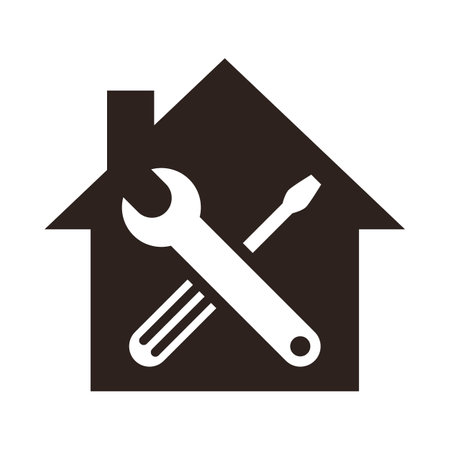 Repair Service, Flower House, House icon and Key Service Icon isolated on white backgroundのイラスト素材