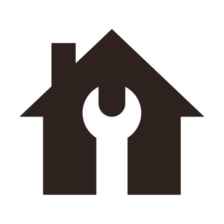Repair Service, Flower House, House icon and Key Service Icon isolated on white backgroundのイラスト素材