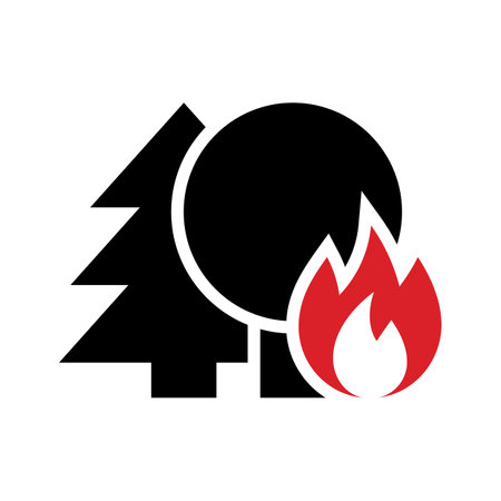 Forest fire hazard sign isolated on white backgroundのイラスト素材