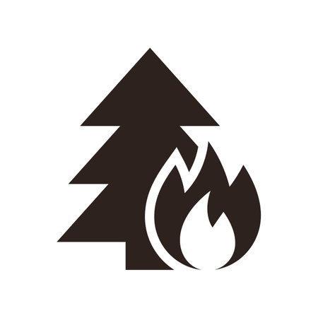 Forest fire hazard sign isolated on white backgroundのイラスト素材