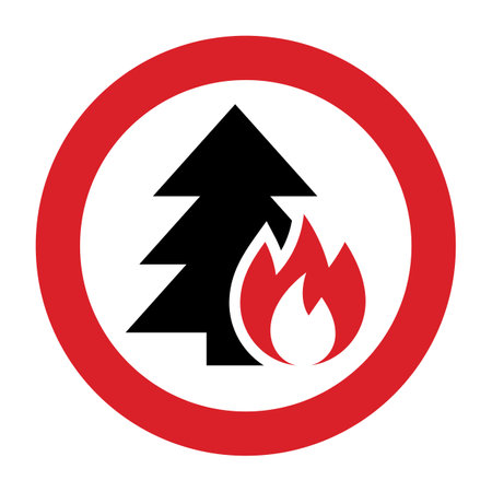Forest fire warning sign isolated on white backgroundのイラスト素材