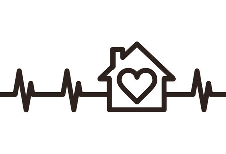 House heartbeat, home symbol isolated on white backgroundのイラスト素材