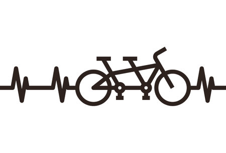 Heartbeat tandem bike, teamwork symbol isolated on white backgroundのイラスト素材